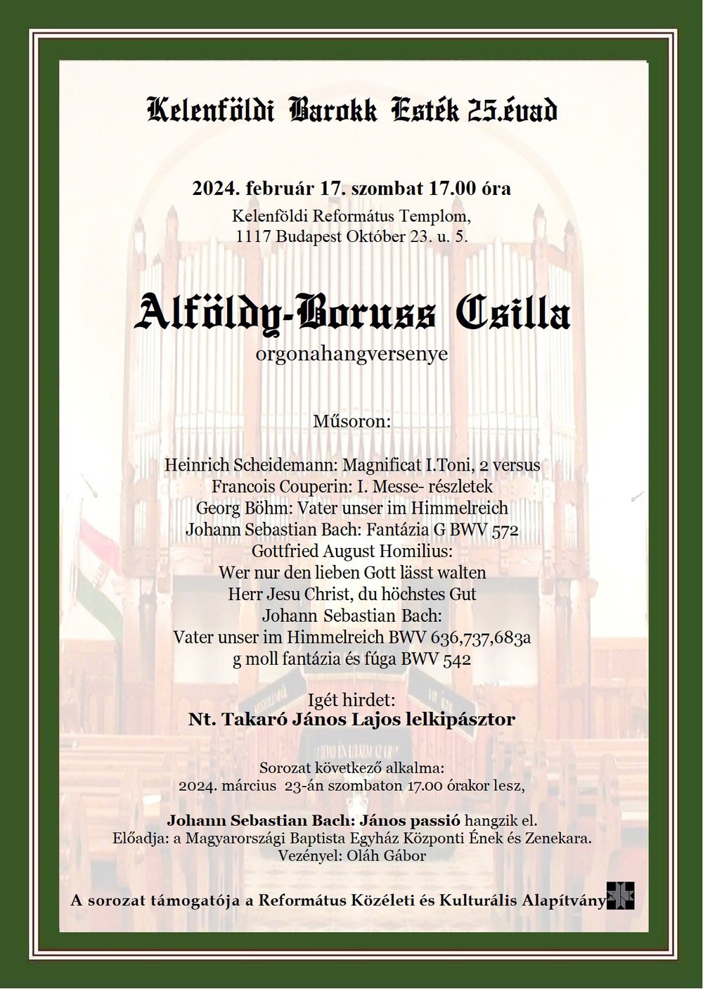 Kelenföldi Barokk Esték – Alföldy-Boruss Csilla koncertje